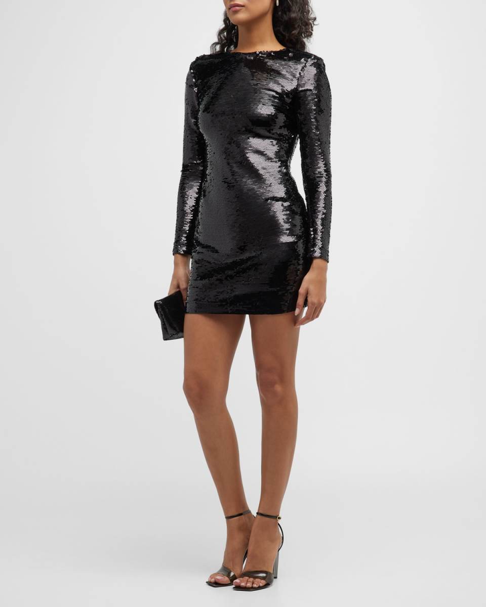 Open-Back Sequin Knit Mini Dress
